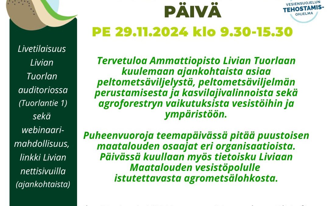 Peltometsäviljelypäivä 29.11.2024 Ammattiopisto Liviassa